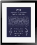 Ever custom name print for wall display in navy blue with black matte frame