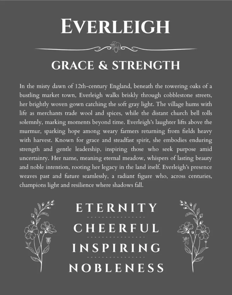 Everleigh personalized name meaning print in gray