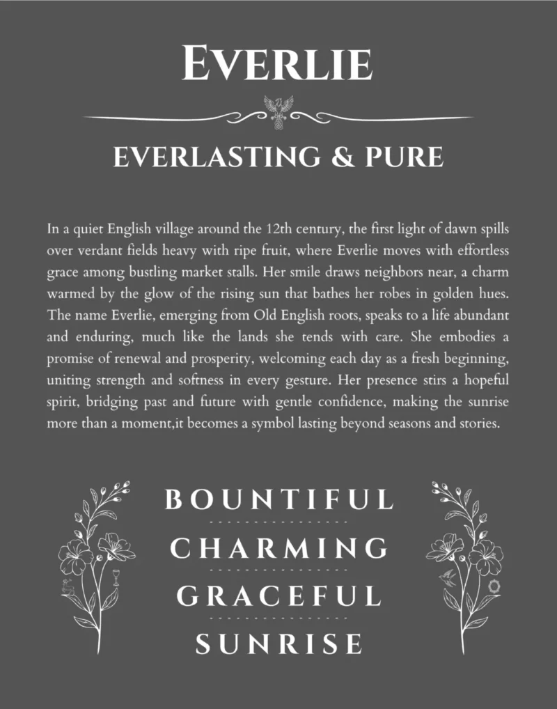 Everlie name meaning gift print in gray