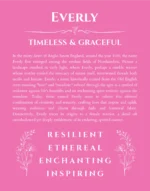 Everly personalized name art with origin story in pink