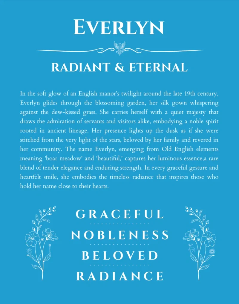 Everlyn custom name meaning print in blue