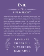 Evie personalized name meaning print in purple