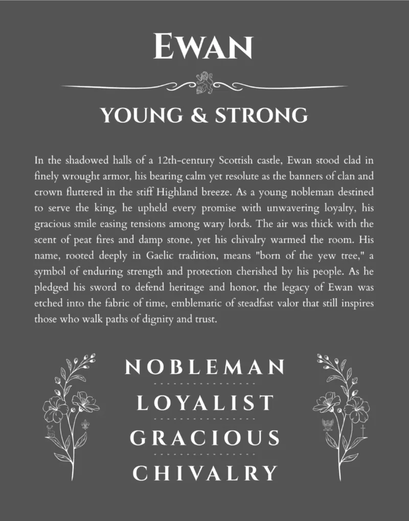 Ewan custom name meaning print in gray