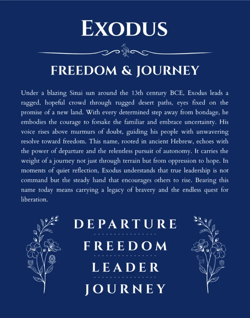 Exodus name meaning wall art by Get Your Story in deep blue