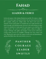 Fahad custom name print for wall display in dark green