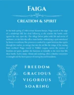 Faiga custom name art showing meaning and origin in blue