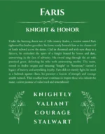 Faris personalized name meaning print in dark green