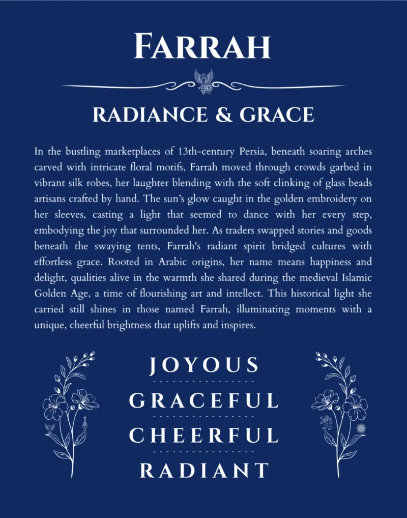 Farrah custom name meaning print in deep blue