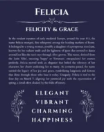 Felicia name meaning gift print in navy blue
