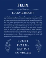 Felix custom name meaning print in deep blue