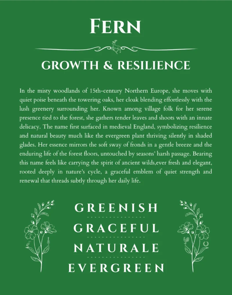 Fern name meaning gift print in dark green