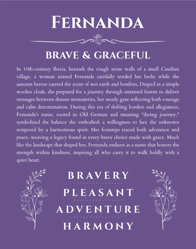 Fernanda name meaning wall art by Get Your Story in purple
