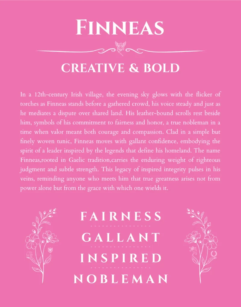 Finneas name meaning wall art by Get Your Story in pink