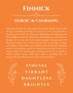 Finnick personalized wall art with the story of your name in orange