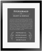 Fitzgerald personalized name meaning print in gray with black matte frame