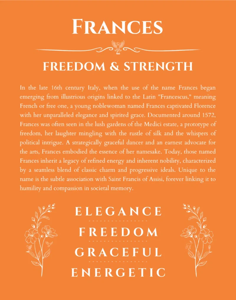Frances name meaning wall art by Get Your Story in orange