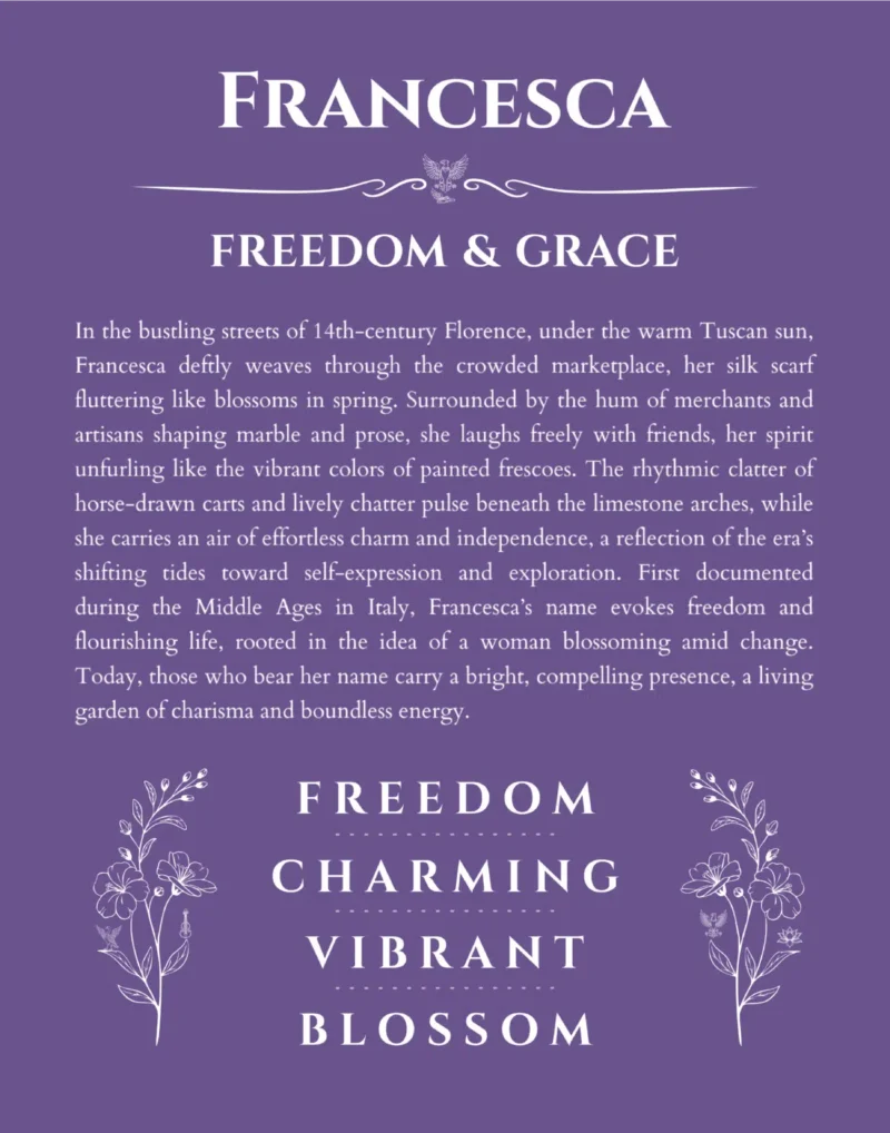 Francesca custom name print for wall display in purple
