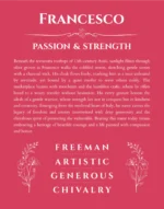 Francesco custom name art showing meaning and origin in red