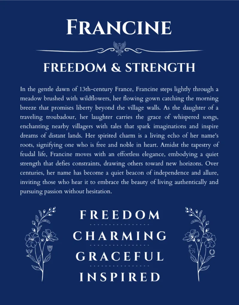 Francine name meaning wall art by Get Your Story in deep blue