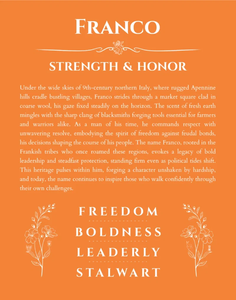 Franco name meaning gift print in orange