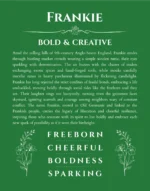 Frankie personalized name meaning print in dark green