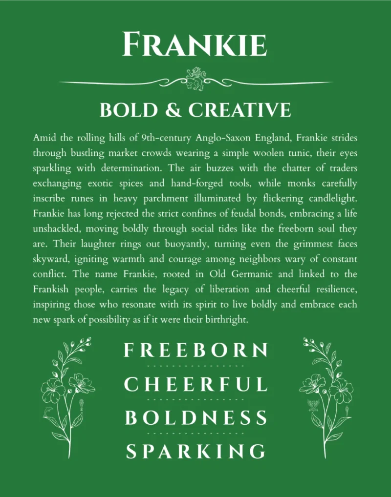 Frankie personalized name meaning print in dark green