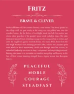 Fritz custom name art showing meaning and origin in red
