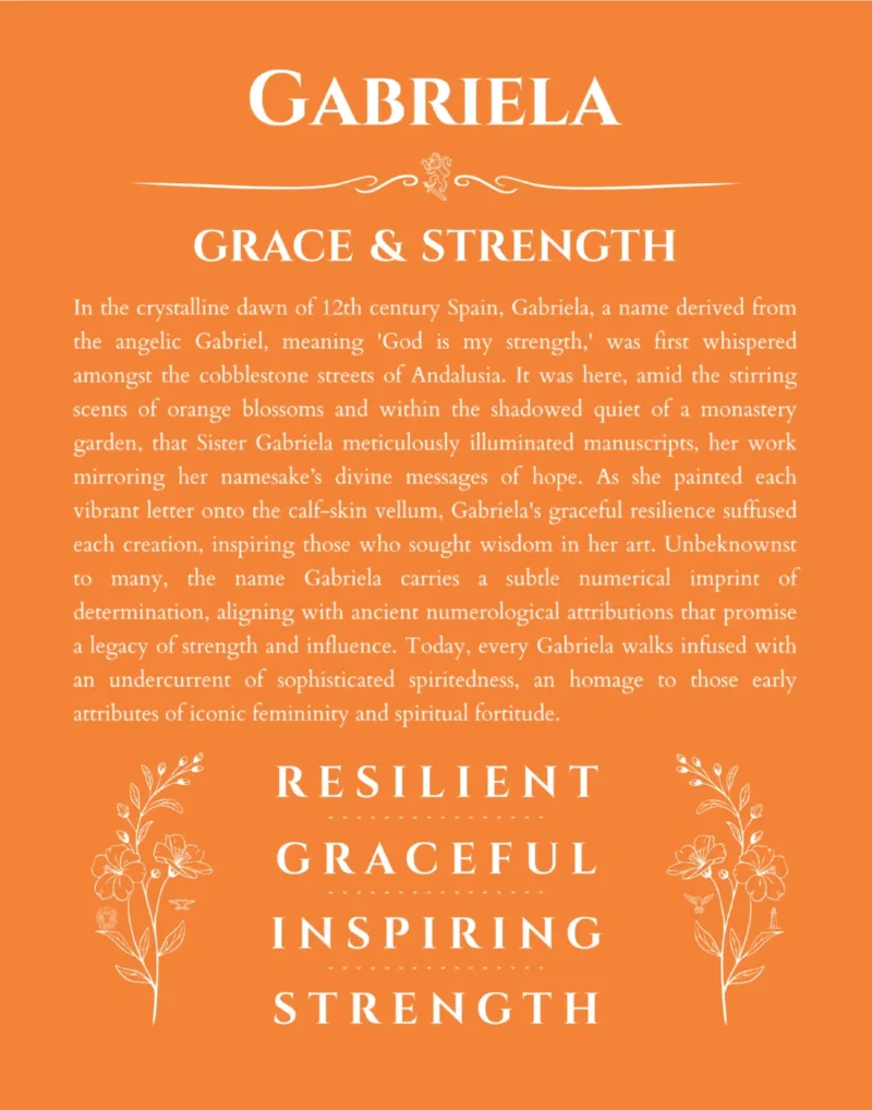 Gabriela custom name meaning print in orange