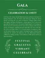 Gala custom name art showing meaning and origin in dark green
