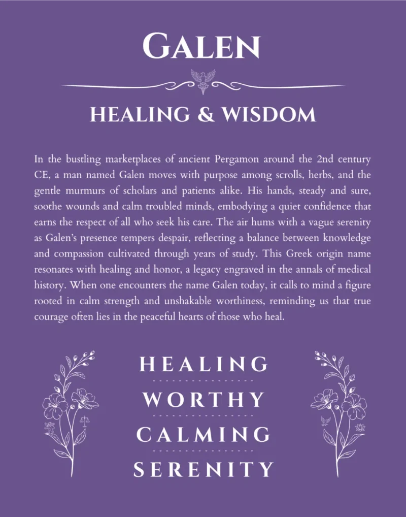 Galen name meaning wall art by Get Your Story in purple