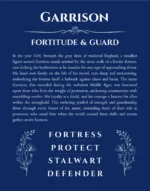 Garrison personalized name art with origin story in deep blue