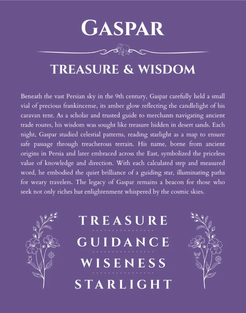 Gaspar custom name art showing meaning and origin in purple