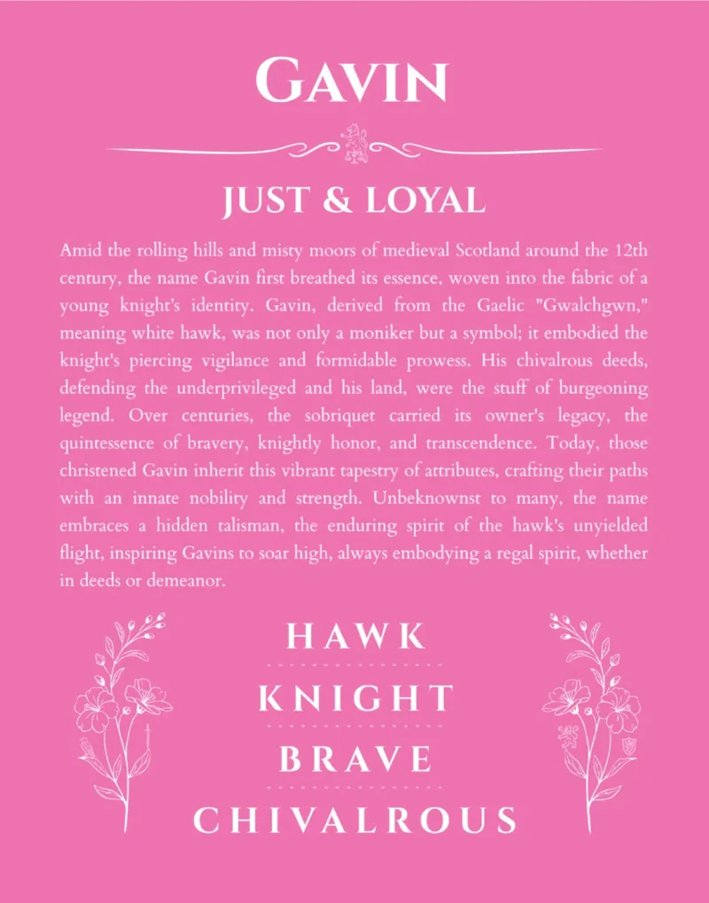 Gavin custom name meaning print in pink
