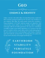 Geo custom name art showing meaning and origin in blue