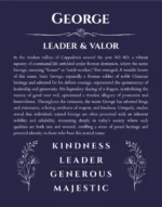 George custom name print for wall display in navy blue