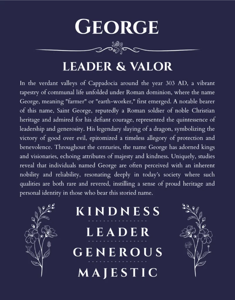 George custom name print for wall display in navy blue