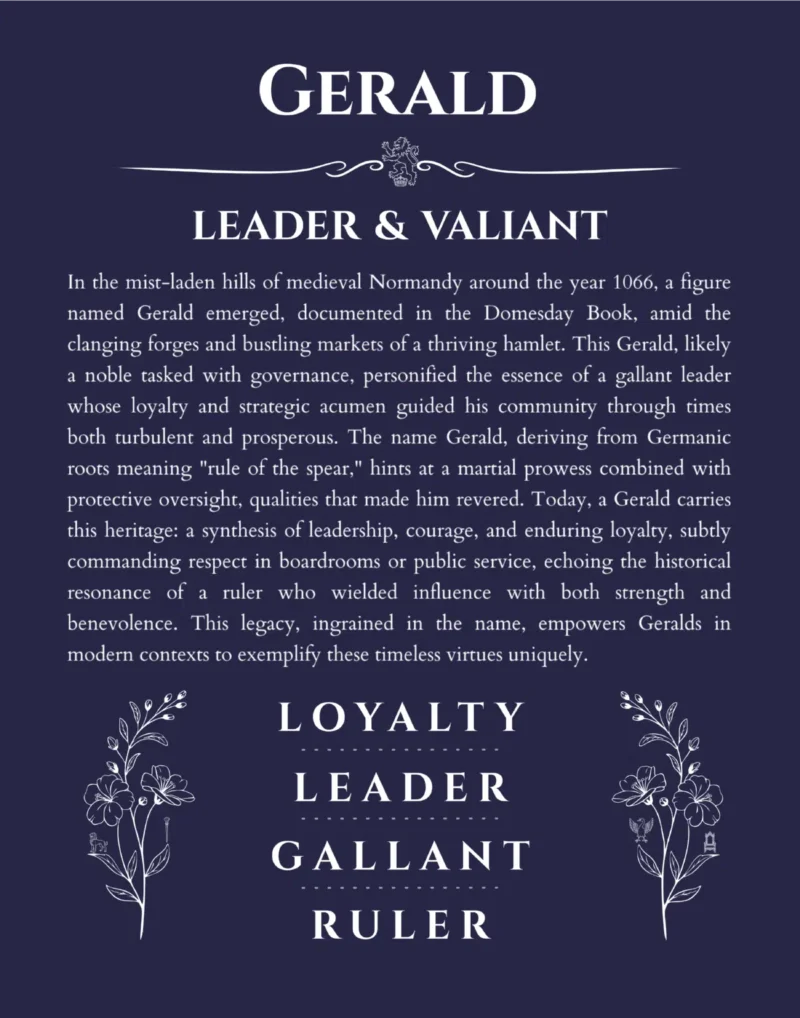 Gerald name meaning gift print in navy blue