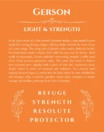 Gerson personalized name print with origin and traits in orange