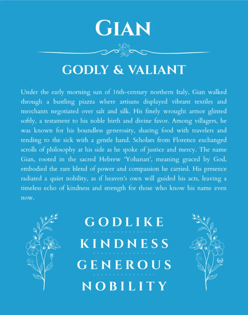 Gian custom name meaning print in blue