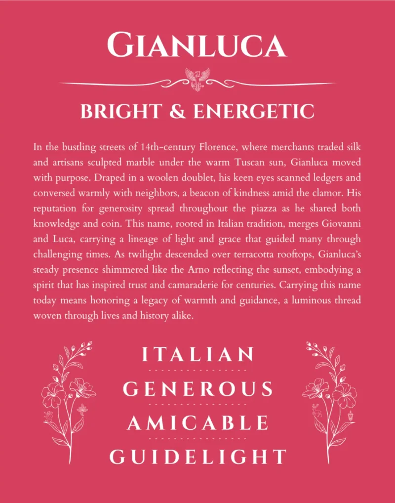Gianluca name meaning gift print in red