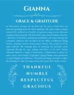 Gianna name meaning gift print in blue