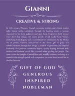 Gianni custom name art showing meaning and origin in purple