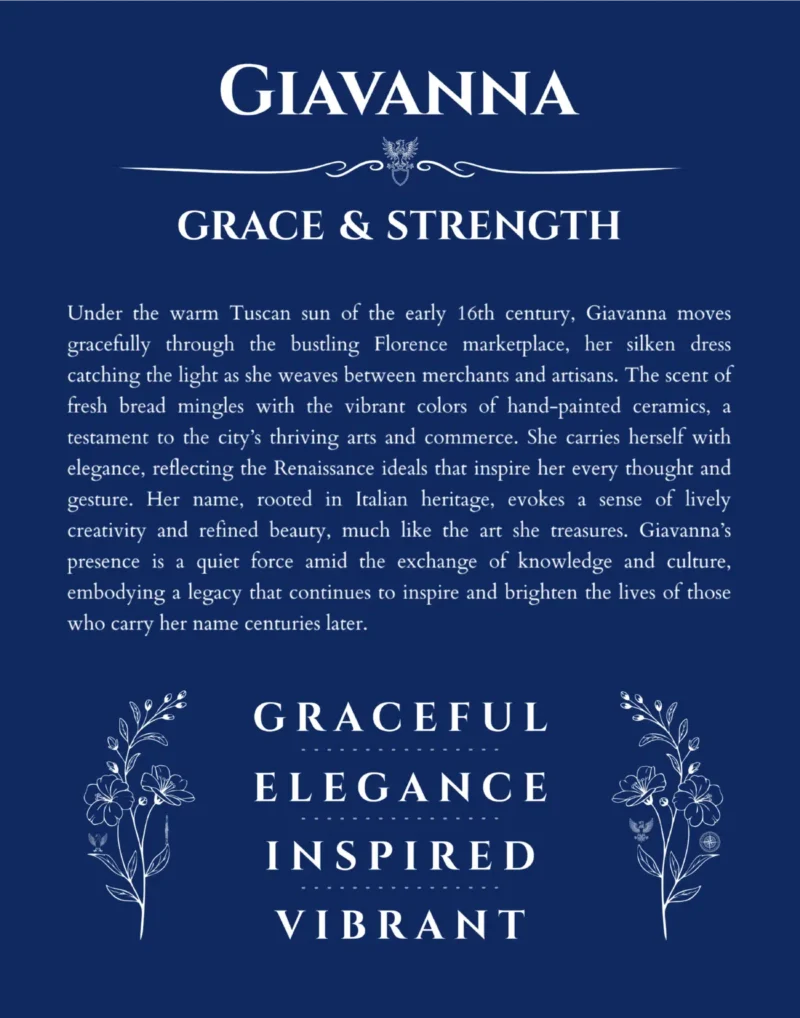 Giavanna personalized name meaning print in deep blue