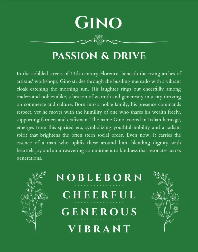 Gino custom name print for wall display in dark green