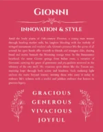 Gionni name origin print with meaning and traits in red