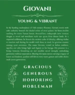 Giovani custom name print for wall display in dark green