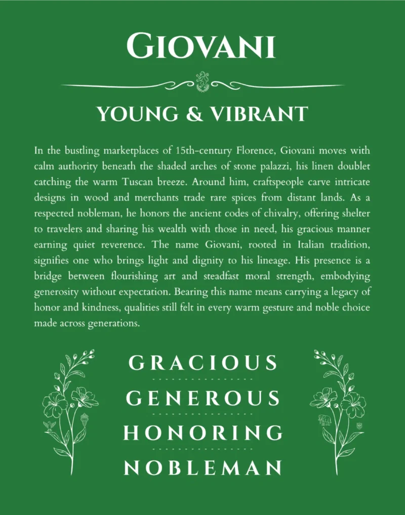 Giovani custom name print for wall display in dark green