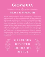Giovanna personalized name art with origin story in pink