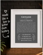 Giovanni personalized name art with origin story
