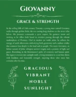 Giovanny custom name print for wall display in dark green